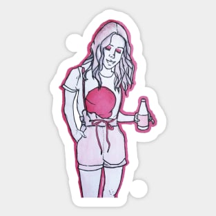 Cool Pink Manga Pop Girl drawing Sticker